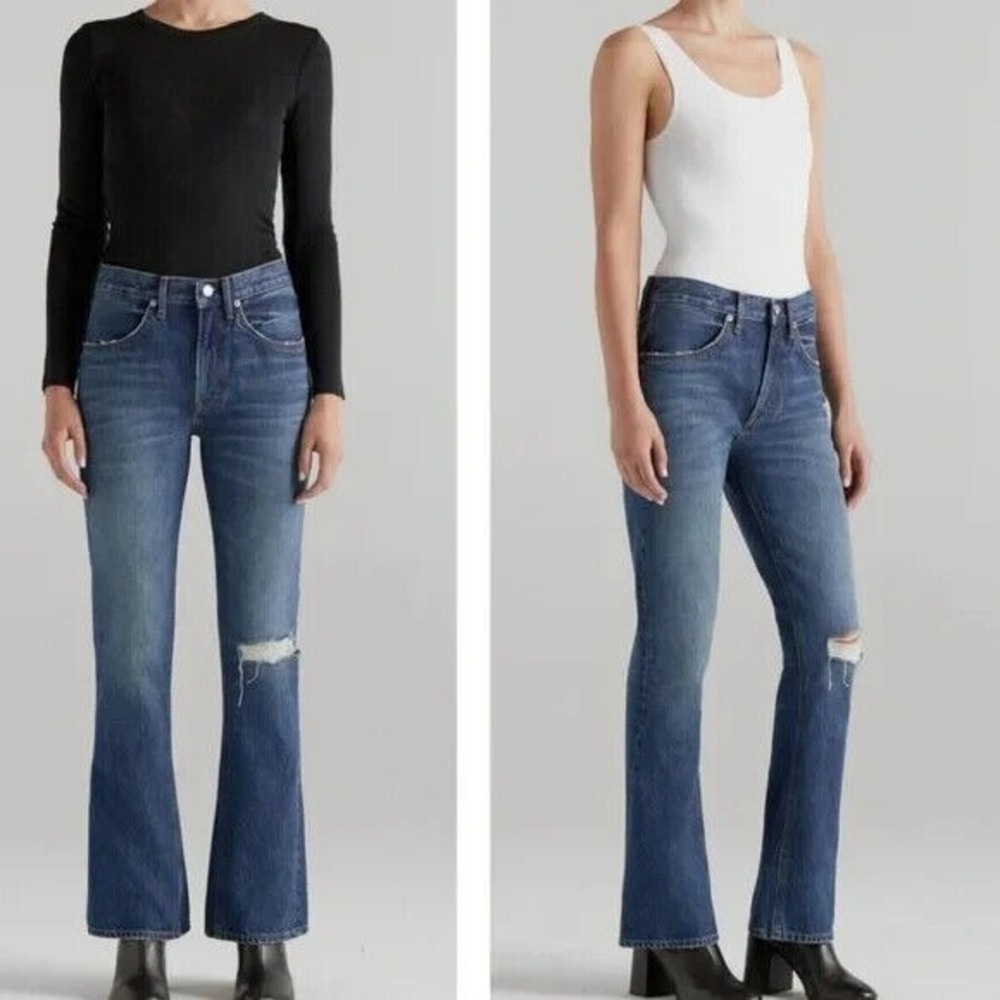 EDWIN AVERI FLARE HIGH RISE JEANS Women's Size 28 PRETENDER MEDIUM WASH